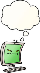 cyber bullying cartoon and thought bubble in smooth gradient style