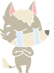 flat color style cartoon crying wolf