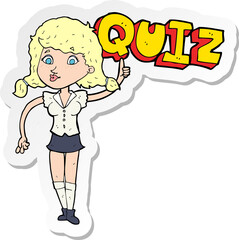 sticker of a quiz sign cartoon