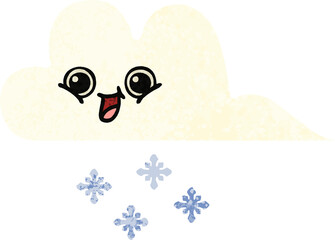 retro illustration style cartoon snow cloud