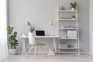 Fototapeta na wymiar interior white trendy mockup furniture decor stylish business monitor living nobody desktop. Generative AI.