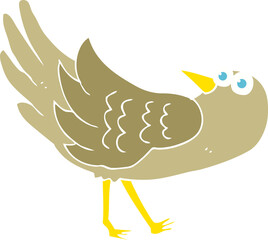 flat color illustration of a cartoon bird