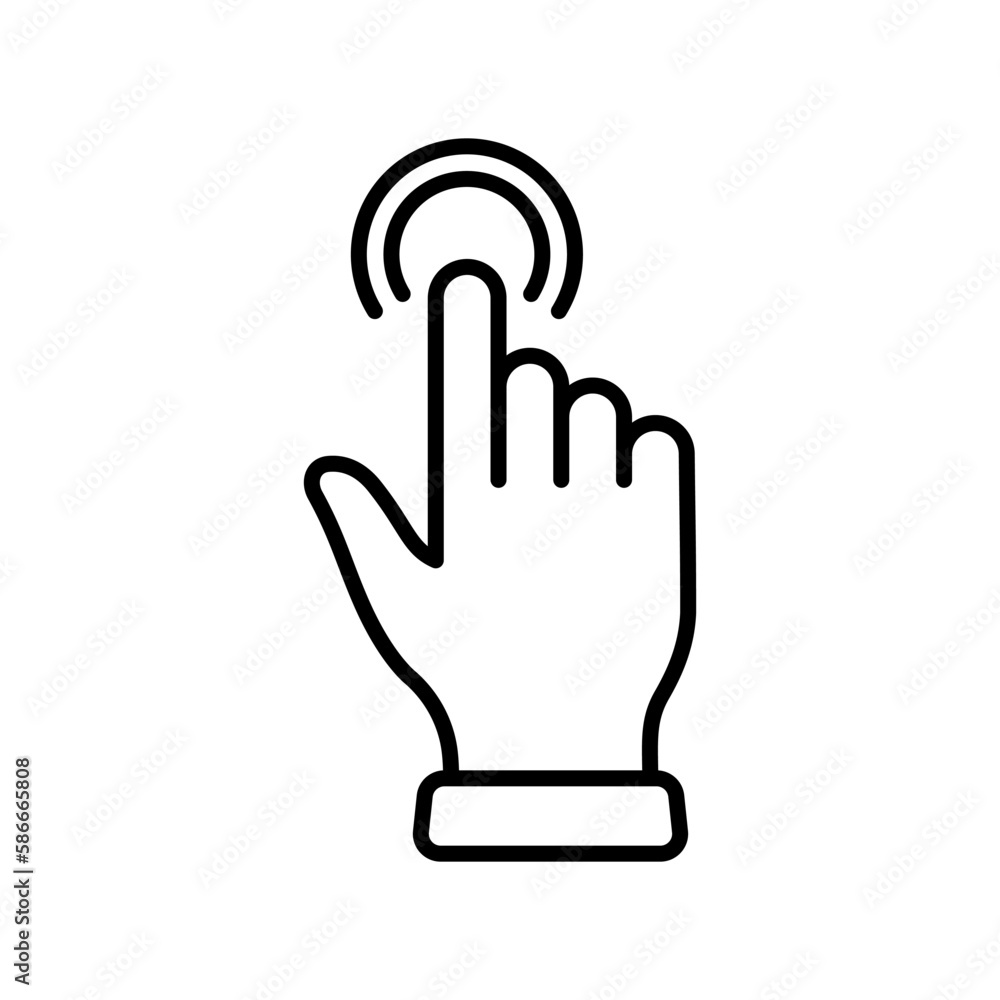 Poster double click gesture of computer mouse. pointer finger black line icon. cursor hand linear pictogram