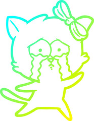 cold gradient line drawing cartoon cat