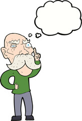 cartoon annoyed old man with thought bubble