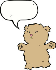 cartoon teddy bear with speech bubble