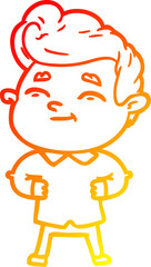warm gradient line drawing happy cartoon man