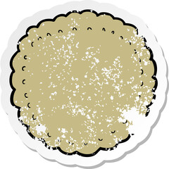 distressed sticker of a cartoon biscuit