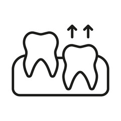 Human Teeth Growth Line Icon. Baby Teeth Eruption Linear Pictogram. Primary Milk Teething Process. Dentistry Outline Symbol. Dental Treatment Sign. Editable Stroke. Isolated Vector Illustration