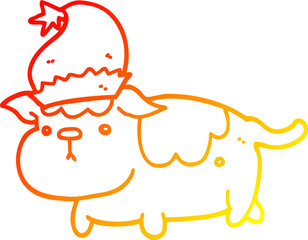 warm gradient line drawing cute christmas dog