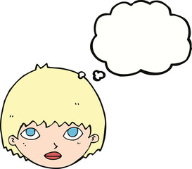 Obraz premium cartoon girl staring with thought bubble