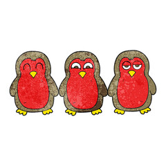 textured cartoon christmas robins holding hands