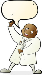 cartoon mad scientist with speech bubble