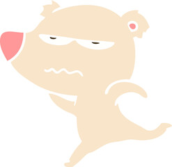 annoyed bear flat color style cartoon running