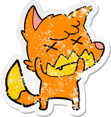 distressed sticker of a cartoon dead fox