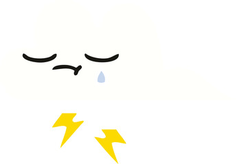 flat color retro cartoon thunder cloud