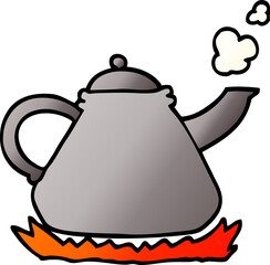 vector gradient illustration cartoon kettle on stove