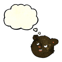 cartoon black bear face with thought bubble