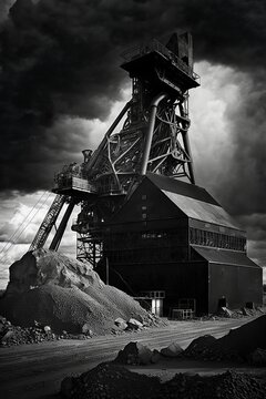 illustration, active coal mine, generative ai