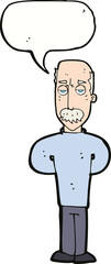 cartoon annoyed balding man with speech bubble