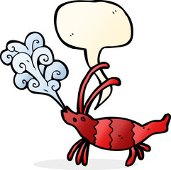 cartoon shrimp with speech bubble