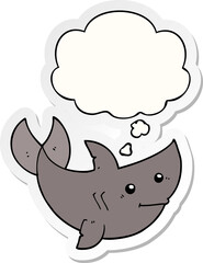 cartoon shark and thought bubble as a printed sticker