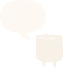 cartoon tooth and speech bubble in retro style