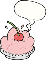 cartoon tasty dessert and speech bubble