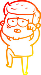 warm gradient line drawing cartoon tired man