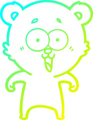 cold gradient line drawing laughing teddy  bear cartoon