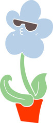 cool flat color style cartoon flower