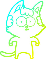 cold gradient line drawing happy cartoon cat