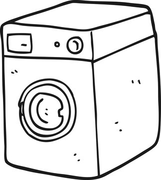 recommend clip art: black and white cartoon washing machine