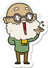 sticker of a cartoon joyful man with beard