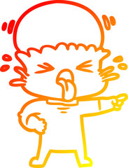 warm gradient line drawing disgusted cartoon alien