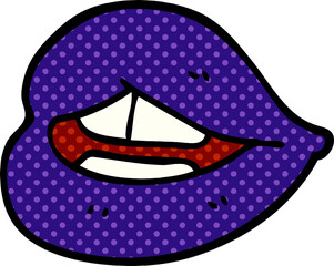 cartoon doodle purple lips