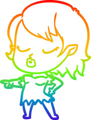 rainbow gradient line drawing cute cartoon vampire girl