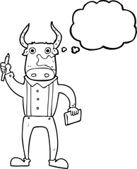 thought bubble cartoon bull man