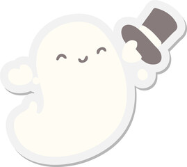 ghost with top hat sticker