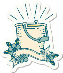 sticker of tattoo style bucket of water