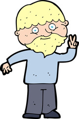 cartoon man giving peace sign
