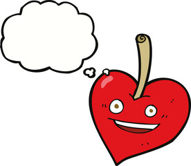 cartoon love heart apple with thought bubble