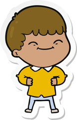 sticker of a cartoon happy boy
