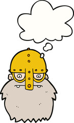 cartoon viking face and thought bubble