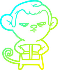 cold gradient line drawing cartoon monkey