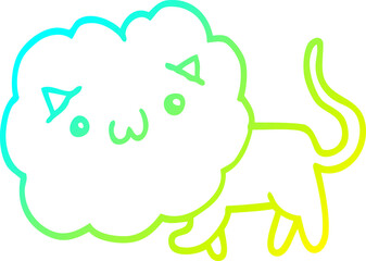 cold gradient line drawing cute cartoon lion