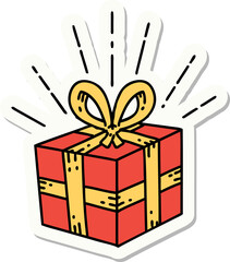 sticker of tattoo style christmas present