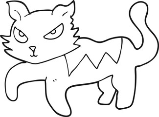 black and white cartoon cat