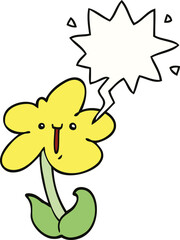 cartoon flower and speech bubble
