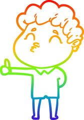 rainbow gradient line drawing cartoon man pouting